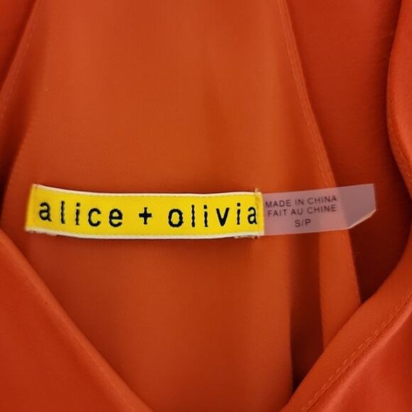 Alice + Olivia Fierra Red Orange Silk Racerback Mini Dress MINOR FLAWS Size S - Picture 11 of 15